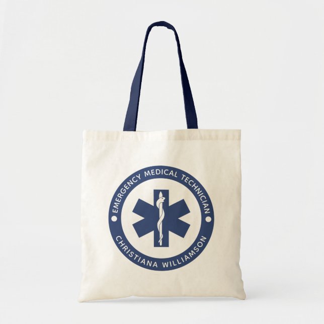 Custom EMT Symbol Emergency Medical Technician Tote Bag (Front)