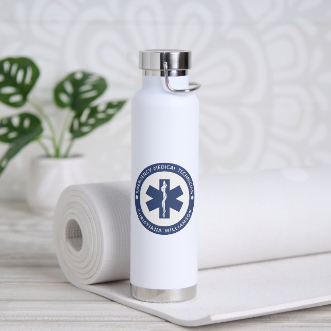 Custom EMT Symbol Emergency Medical Technician Water Bottle (Yoga)