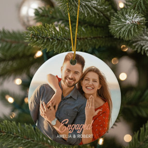 Custom Engaged Couple Photo Ceramic Tree Decoration