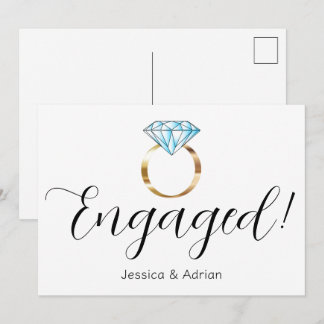 Custom Engaged Diamond Ring Engagement Announcement
