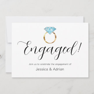 Custom Engaged Diamond Ring Engagement Party Invitation
