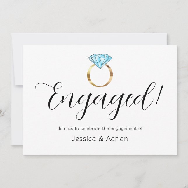 Custom Engaged Diamond Ring Engagement Party Invitation (Front)