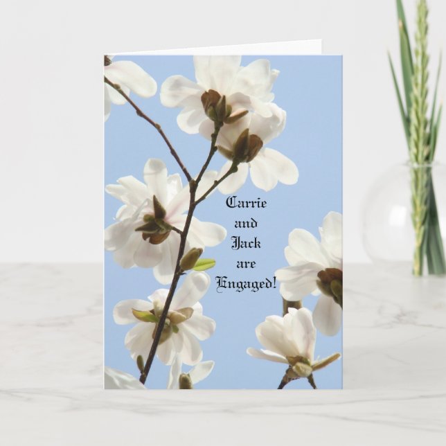 Custom Engagement Cards Blue Sky Magnolias (Front)
