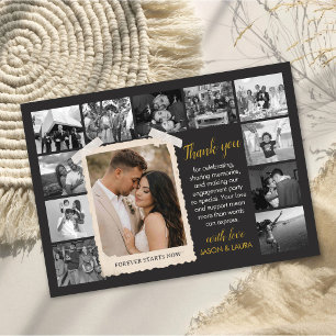 Custom Engagement Favour Card, Retro Photo Collage Thank You Card