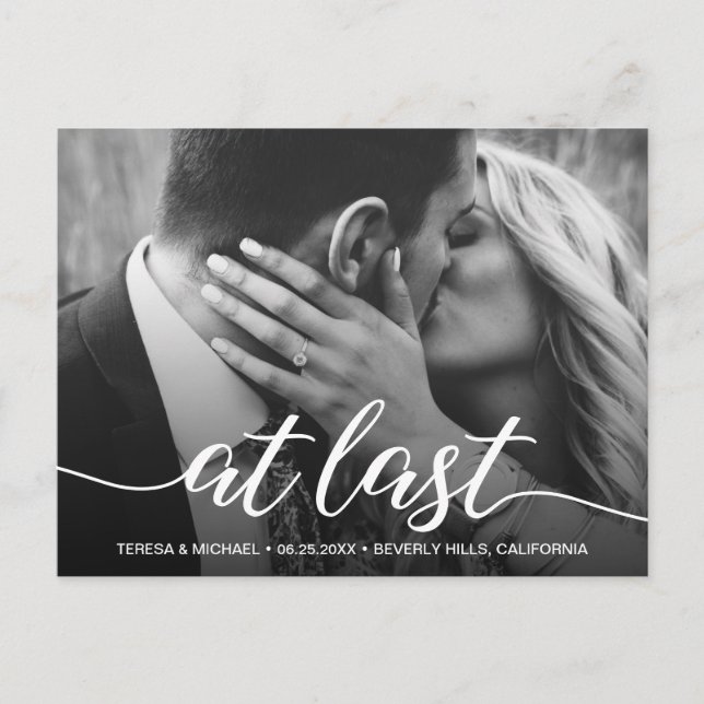 Custom Engagement Photo At Last Wedding Postcard (Front)