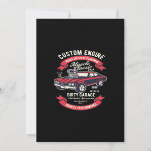custom engine muscle classic dirty garage invitation