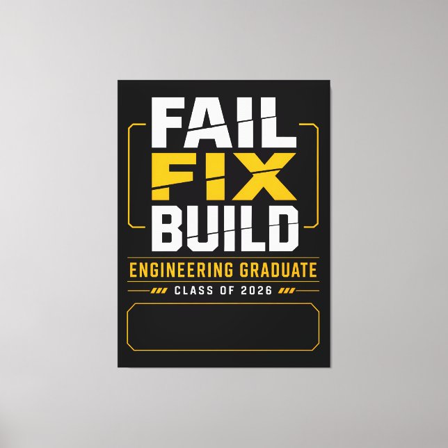 Custom Engineering Graduate 2026 Name Art Canvas Print (Front)