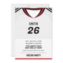 Custom England Soccer Jersey Birthday Invit