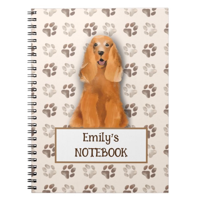  Custom English Cocker Spaniel Notebook Cute Dog  (Front)