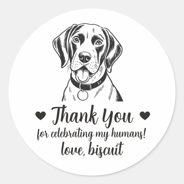 Custom English Pointer Dog Wedding Favour Stickers (Front)