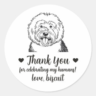 Custom English Sheepdog Dog Wedding Favour Sticker