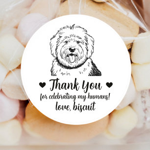 Custom English Sheepdog Dog Wedding Favour Sticker