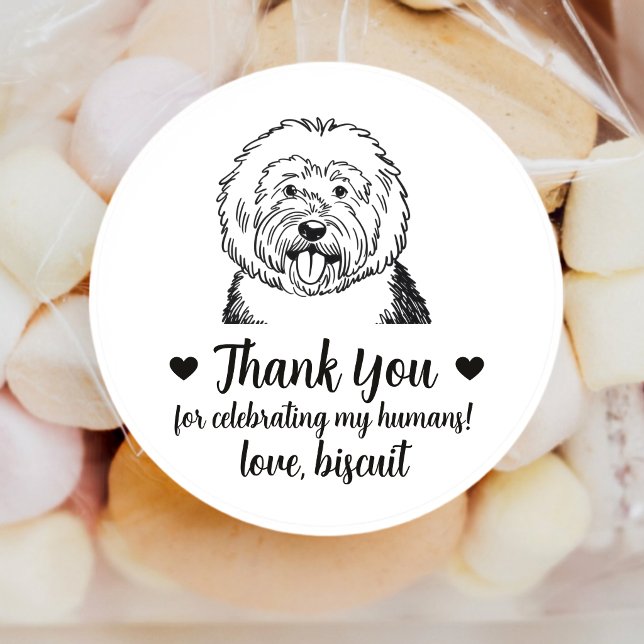 Custom English Sheepdog Dog Wedding Favour Sticker (Creator Uploaded)