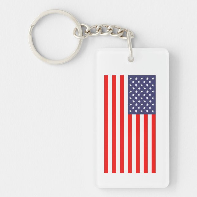 Custom English Union Jack American flag reversible Key Ring (Front)