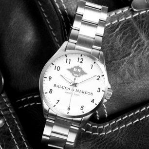 Custom engraved elegant couple  name  watch