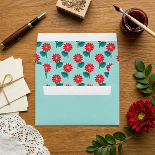 Custom Envelope Liner with Red Daisies