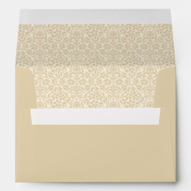 Custom Envelope with Return Address - Ecru Damask (Back (Bottom))
