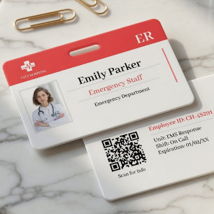 Custom ER ID Badge Template   Emergency Room Staff