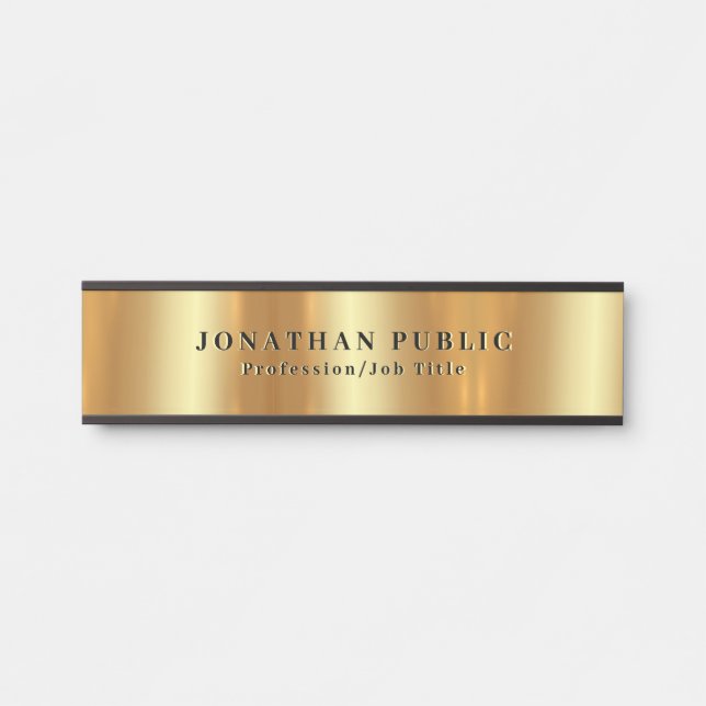 Custom erText Template Black & Gold Trendy Door Sign (Front)