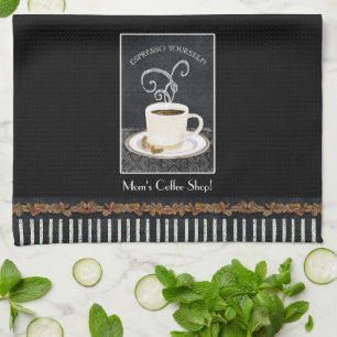 Custom Espresso Coffee Chalkboard Kitchen Decor Tea Towel