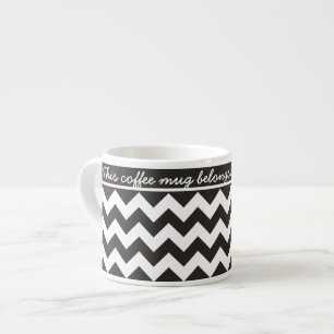 Custom Espresso Mug, Black and White Chevrons Cup