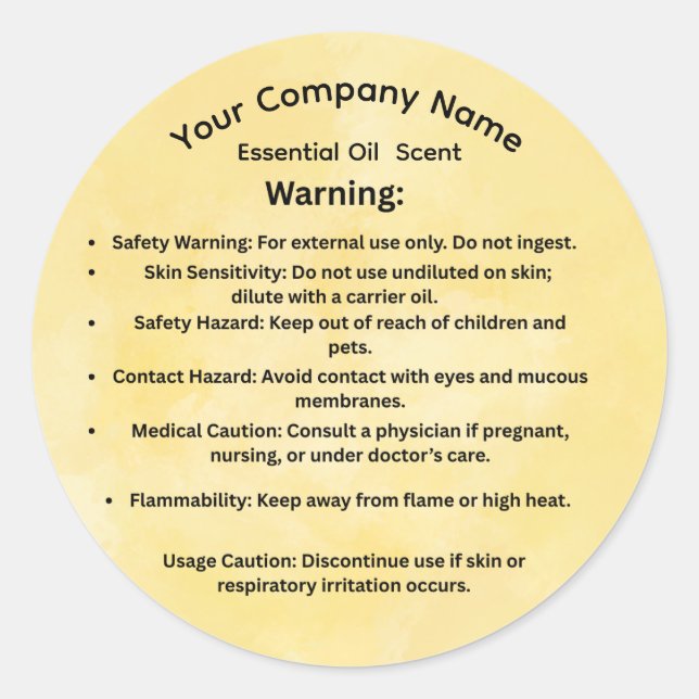 Custom Essential Oil Warning Labels – Aromatherapy (Front)