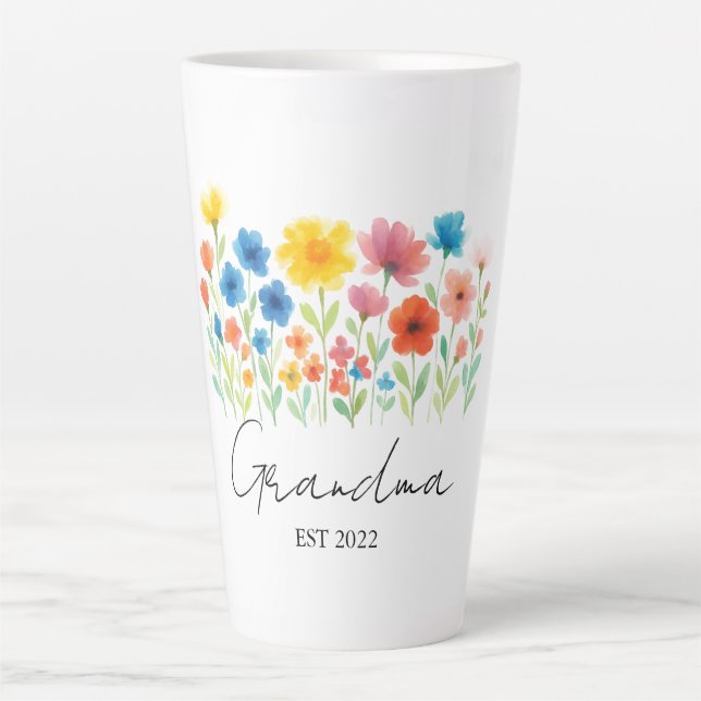 Custom Est. Year - Grandma Wildflower -  Latte Mug (Front)