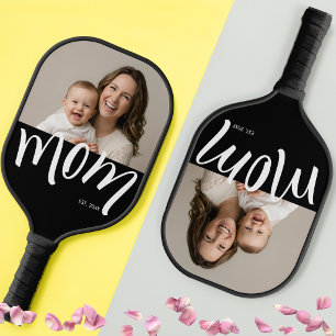 Custom Est. Year Script Black Colorblock Mother's  Pickleball Paddle