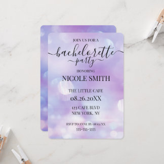 Custom Ethereal Purple Bokeh Bachelorette Party Invitation