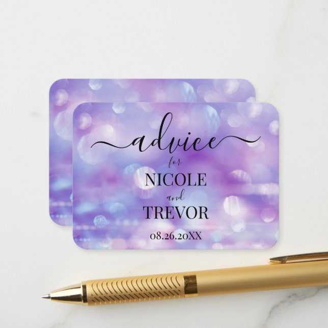 Custom Ethereal Purple Wedding Advice Card (Front/Back In Situ)