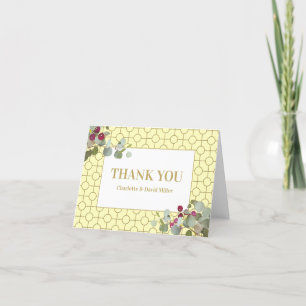 Custom Eucalyptus and Berry Wedding Thank You Card