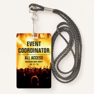 Custom Event Coordinator All Access Concert Pass B ID Badge