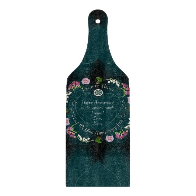 Custom Event Floral Denim Blue Cutting Board (Front)