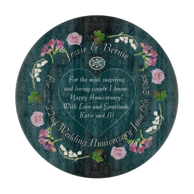 Custom Event Floral Heart Cutting Board (Front)