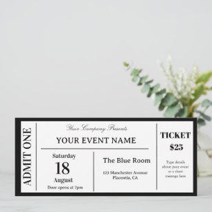 Custom Event Ticket, Concert Fake Ticket, School I Invitation