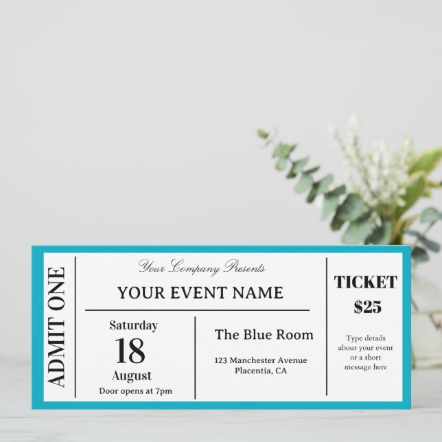 Custom Event Ticket, Concert Fake Ticket, School I Invitation (Standing Front)