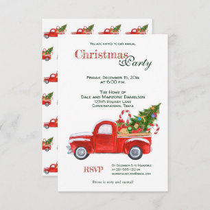 Custom Event Trendy Red Truck Festive Christmas Invitation