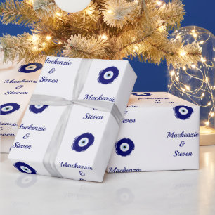 Custom Evil Eye Couple Wedding Bride Groom Gift Wrapping Paper