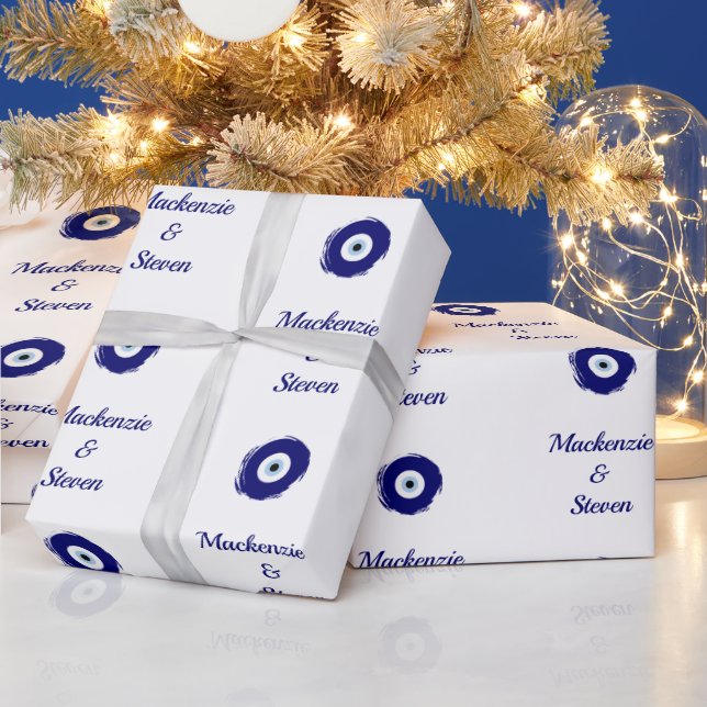 Custom Evil Eye Couple Wedding Bride Groom Gift Wrapping Paper (Holidays)