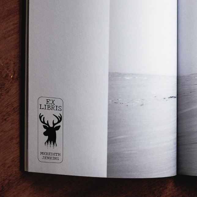Custom Ex Libris, Deer Book    Rubber Stamp (Creator Uploaded)