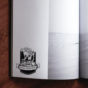 Custom Ex Libris, Forest Deer Book  Rubber Stamp