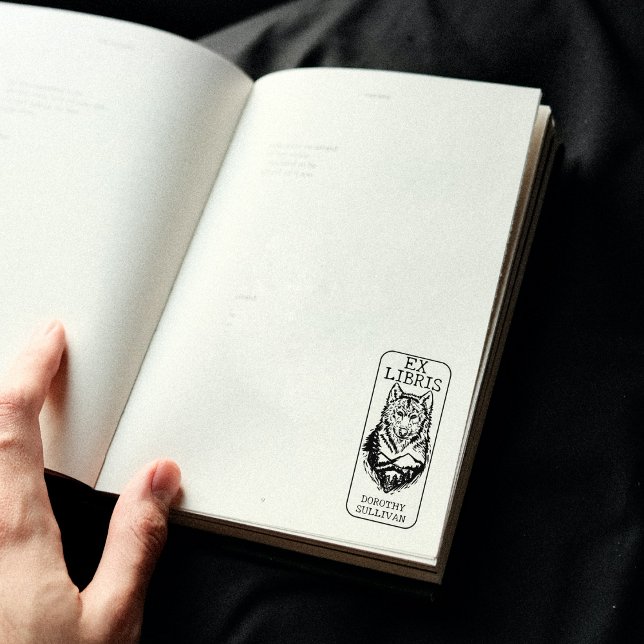 Custom Ex Libris, Forest Wolf Library Book    Rubber Stamp (Creator Uploaded)