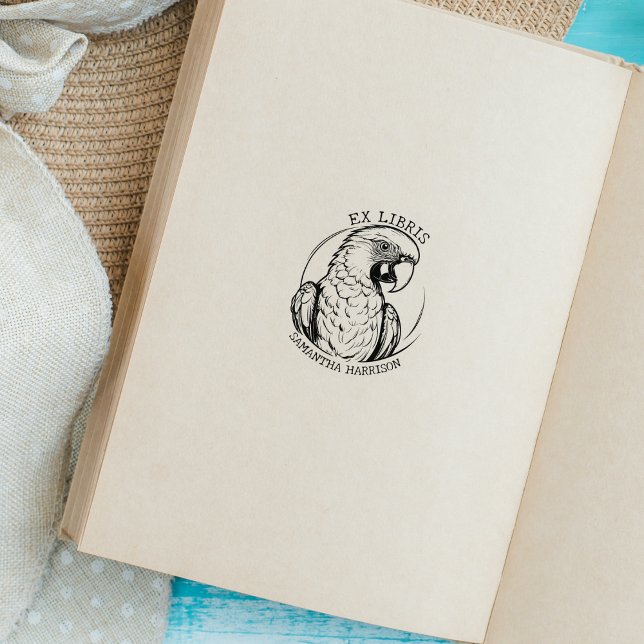 Custom Ex Libris Parrot Bird, Library Animal  Rubber Stamp (Creator Uploaded)