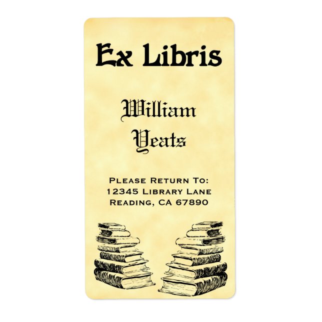 Custom Ex Libris Vintage Books Labels (Front)