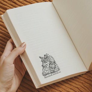 Custom Ex Libris Wolf Bookplate Rubber Stamp