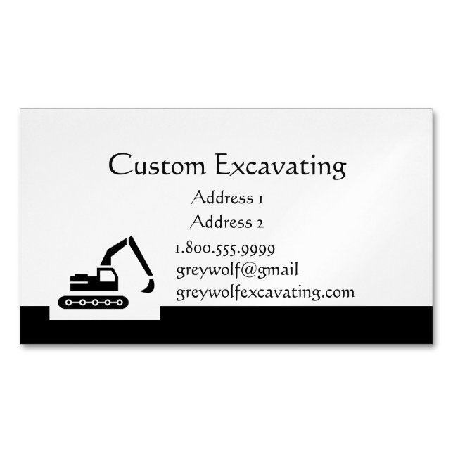 Custom Excavating Custom Business Card (Front)
