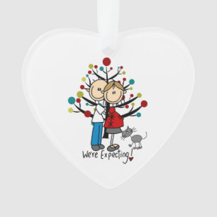 Custom Expectant Couple With Cat Acrylic Ornament