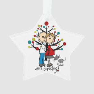 Custom Expectant Couple With Cat Acrylic Ornament