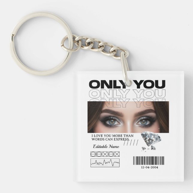 Custom Eyes Image, text | Personalized  Key Ring (Front)