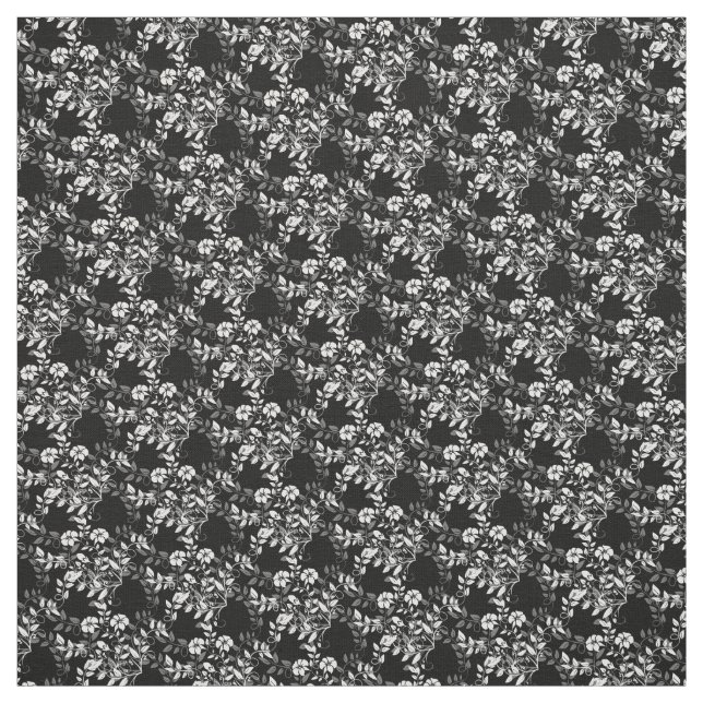 Custom Fabric-Black & White Floral Fabric (Swatch)